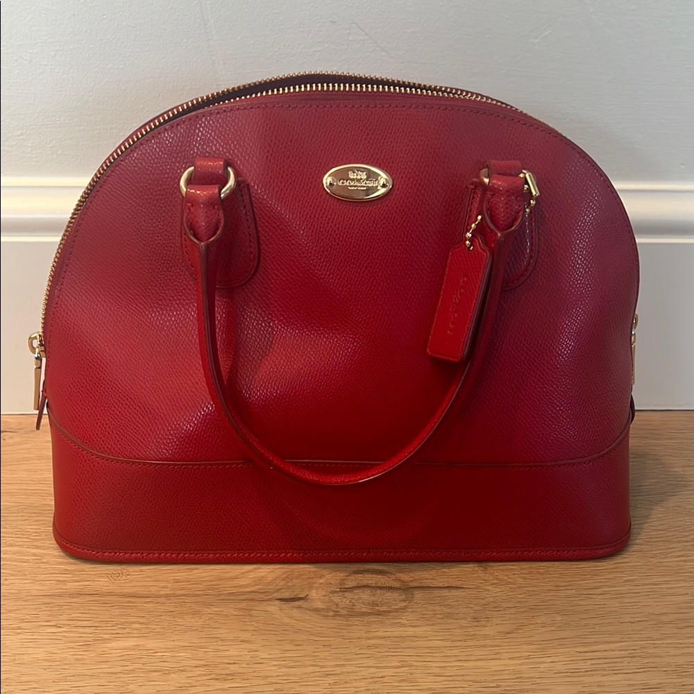 Coach Red Satchel Dome-Shaped Handbag